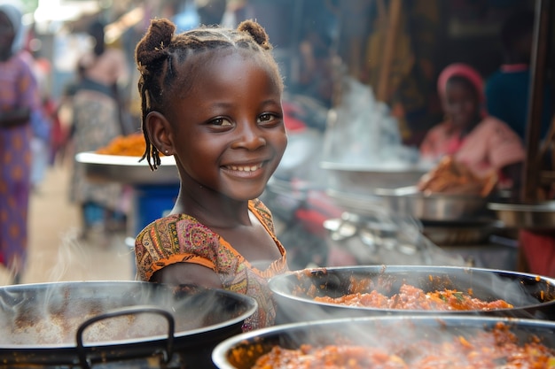 Foto grátis um miúdo africano no mercado.