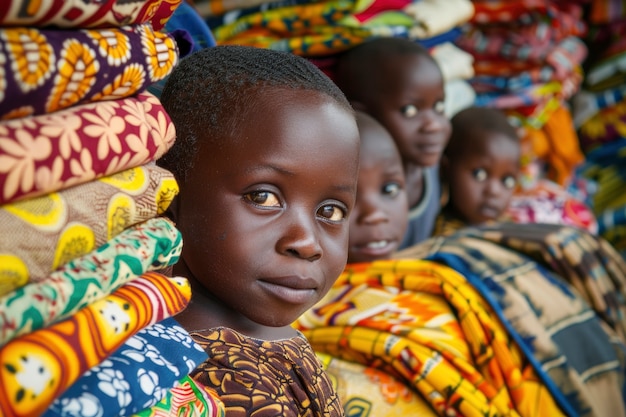 Foto grátis um miúdo africano no mercado.