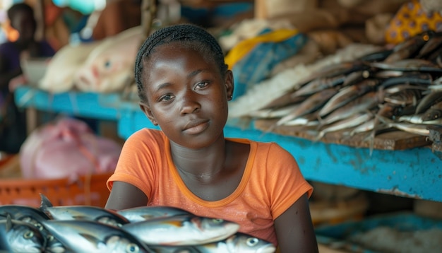 Foto grátis um miúdo africano no mercado.