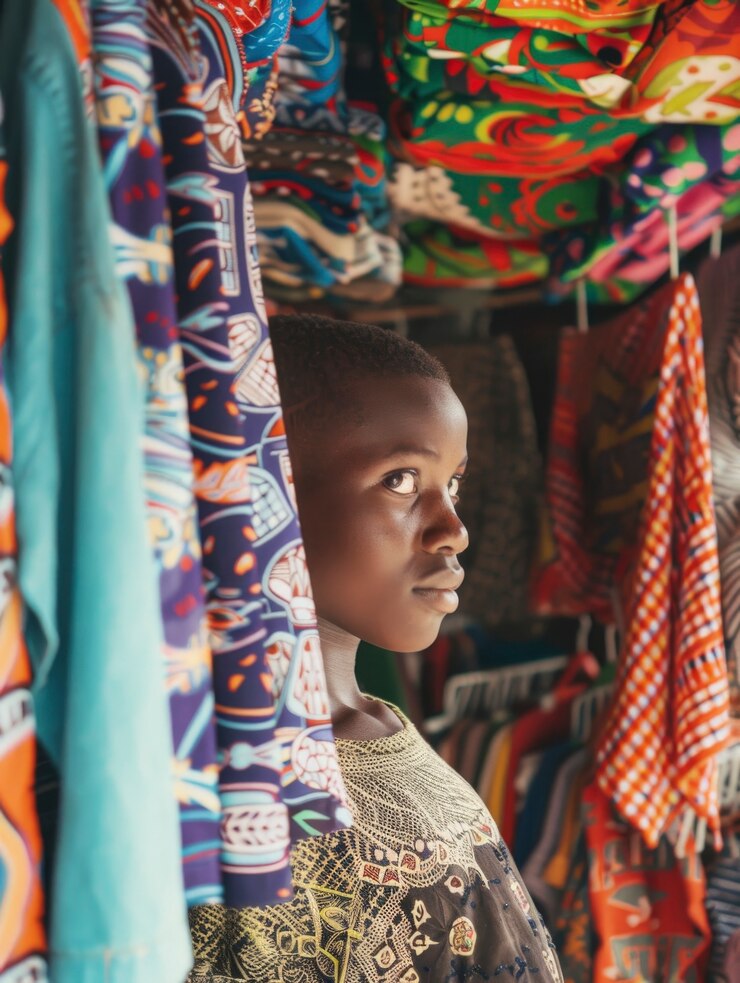 Foto grátis um miúdo africano no mercado.