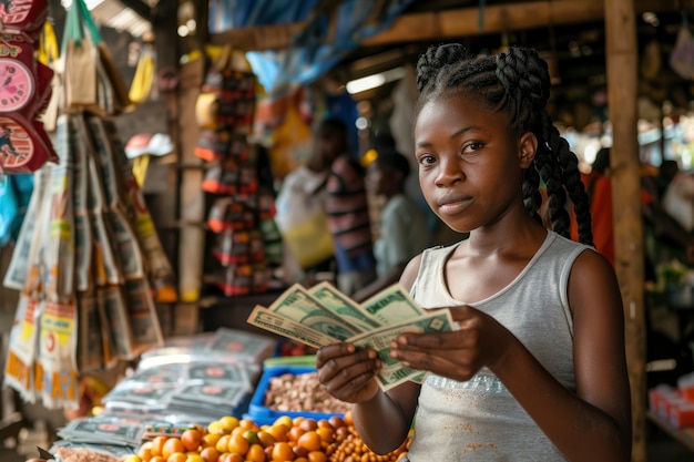 Foto grátis um miúdo africano no mercado.