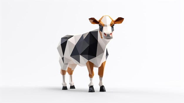 Foto grátis um modelo 3d poligonal de uma vaca em um fundo branco