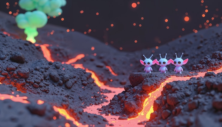Foto grátis um mundo alienígena 3d alegre