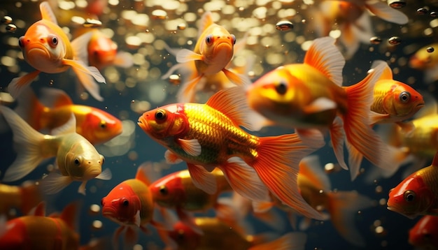 Foto grátis um mundo subaquático vibrante com peixes coloridos nadando graciosamente gerados pela inteligência artificial