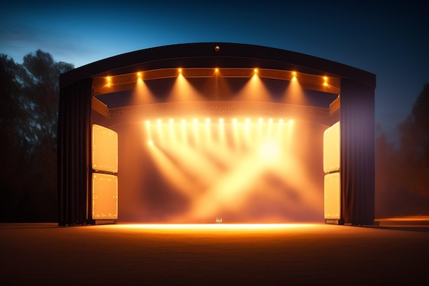 Foto grátis um palco com luzes acesas e um céu azul ao fundo