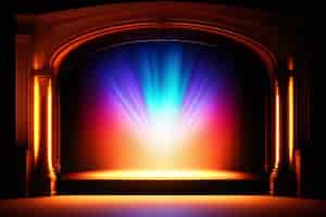 Foto grátis um palco com um palco iluminado e um palco iluminado ao fundo