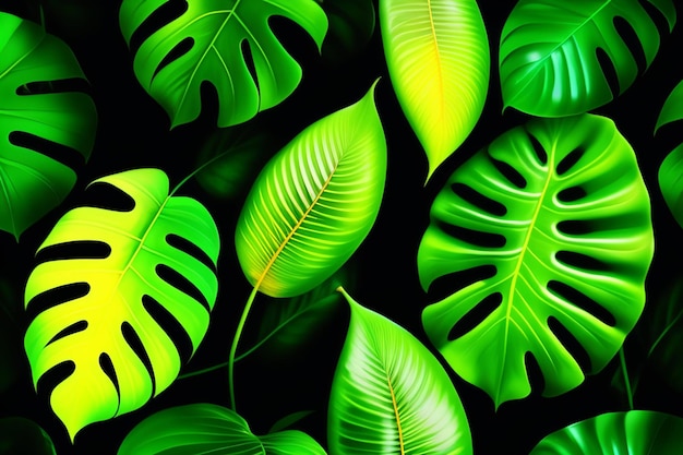 Foto grátis um papel de parede de folhas tropicais