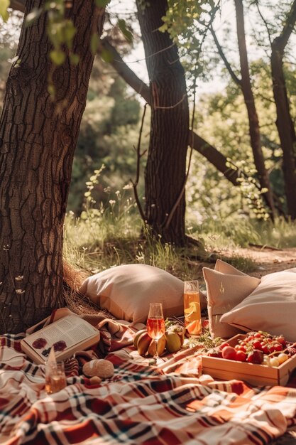 Foto grátis um piquenique de sonho, uma natureza morta.