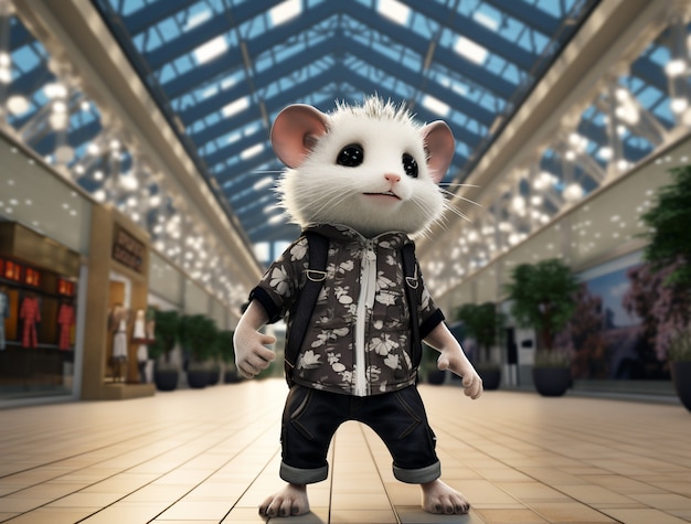 Foto grátis um possum bonito a usar roupas.