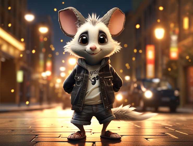 Foto grátis um possum bonito a usar roupas.