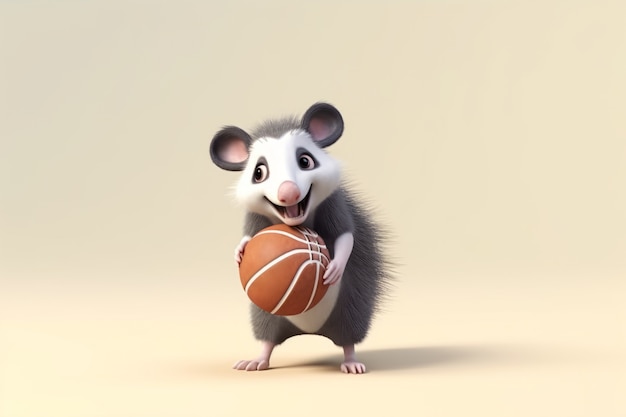 Um possum fofo a fazer desporto.