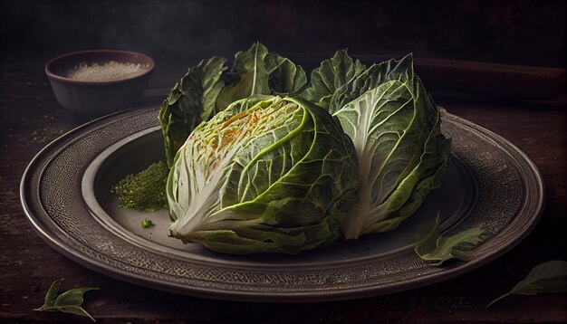 Um prato de salada gourmet de vegetais frescos gerados por IA