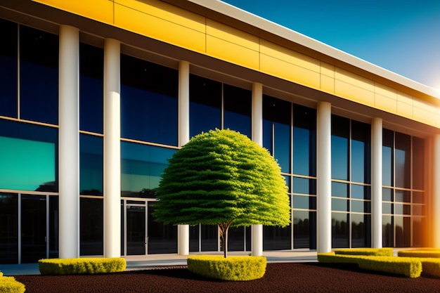 Foto grátis um prédio com uma árvore na frente