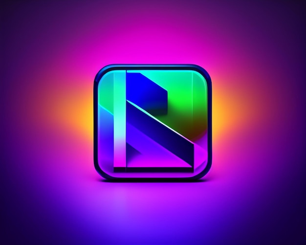 Foto grátis um quadrado colorido com a letra n nele