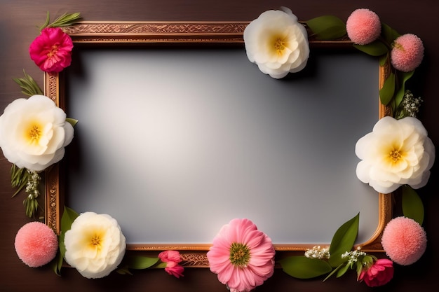 Foto grátis um quadro com flores em um fundo escuro