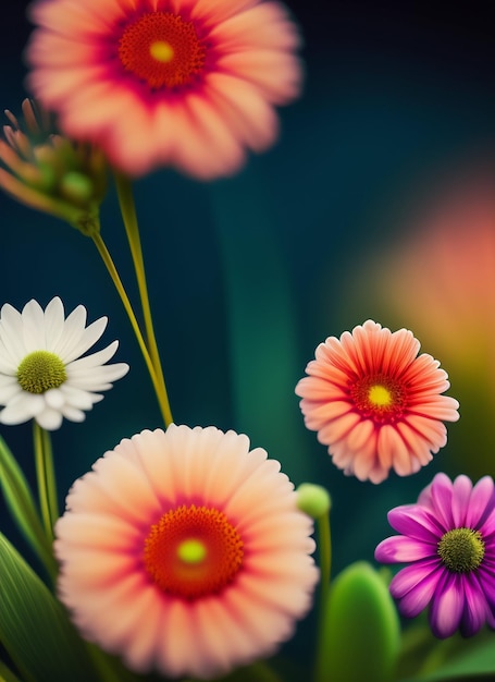 Um ramo de flores que são laranja e rosa