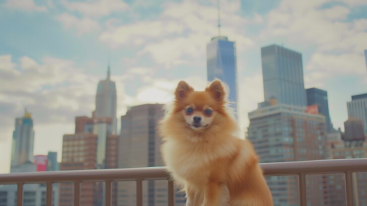 Foto grátis um retrato adorável de um cão pomeraniano.