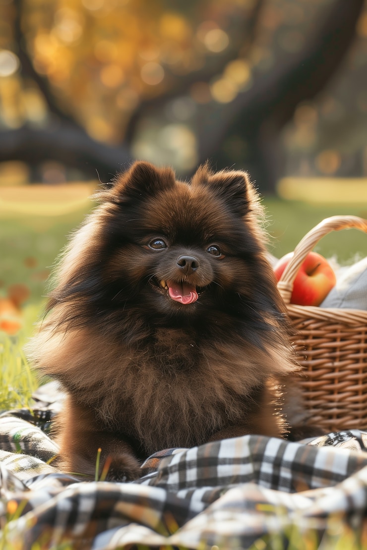 Foto grátis um retrato adorável de um cão pomeraniano.