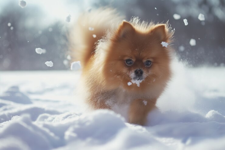 Foto grátis um retrato adorável de um cão pomeraniano.