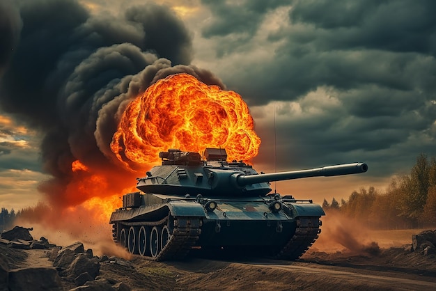 Foto grátis um tanque em uma batalha