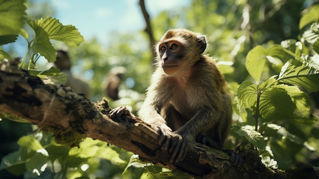 Um zoom no macaco na natureza