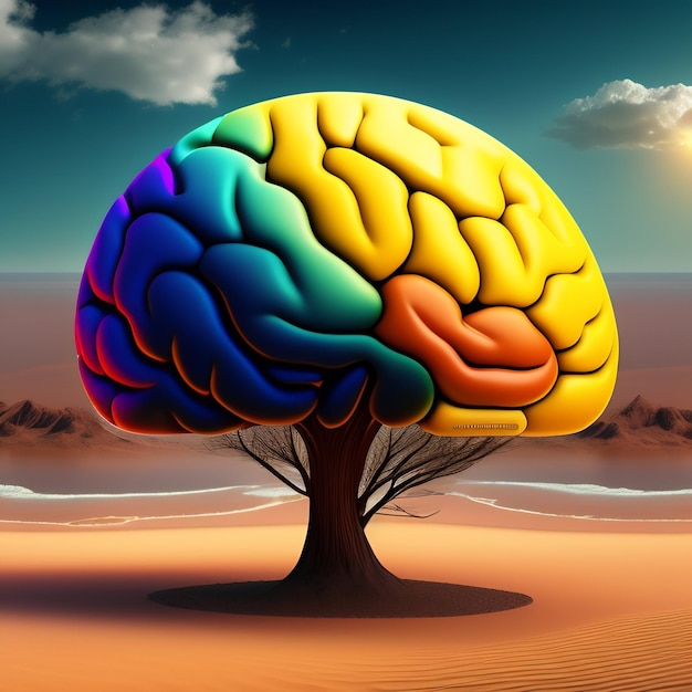 Foto grátis uma árvore colorida com a palavra cérebro