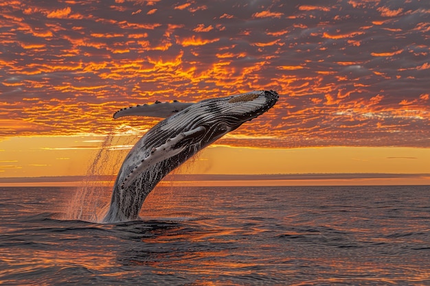 Uma bela baleia a atravessar o oceano.