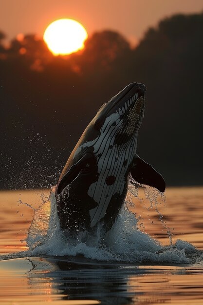 Uma bela baleia a atravessar o oceano.