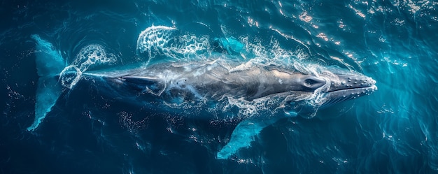 Foto grátis uma bela baleia a atravessar o oceano.