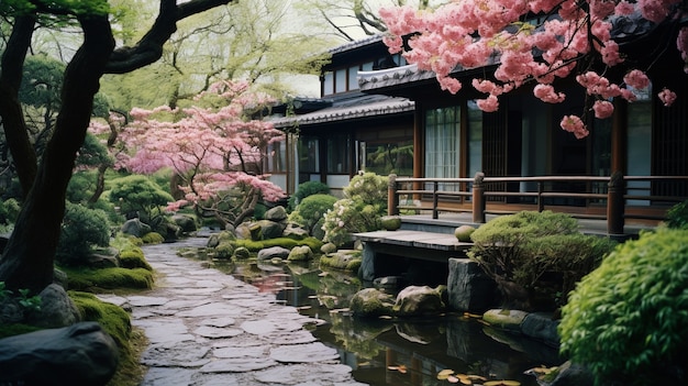 Foto grátis uma bela casa cercada de flores.