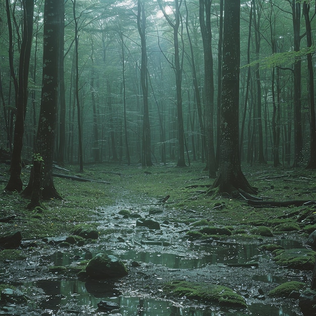 Uma bela cena da floresta japonesa.