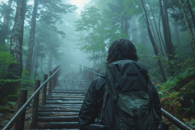 Uma bela cena da floresta japonesa.