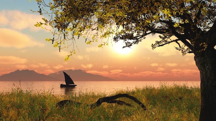 Foto grátis uma bela paisagem com um barco.