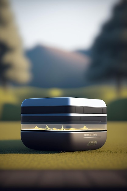 Foto grátis uma caixa que diz samsung está em um campo de golfe.