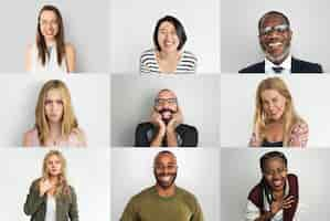 Foto grátis uma colagem de retrato de estúdio de diversas pessoas