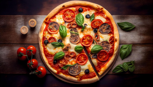 Foto grátis uma fatia aproximada de ia generativa de pizza italiana caseira