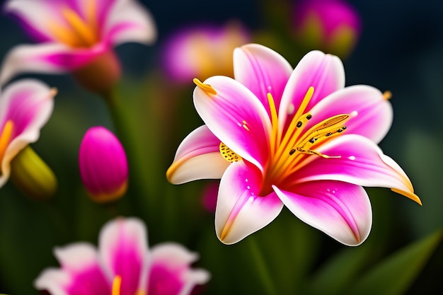 Foto grátis uma flor rosa com um centro amarelo