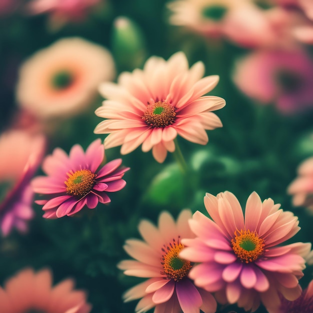 Uma flor rosa está em um jardim com uma folha verde.