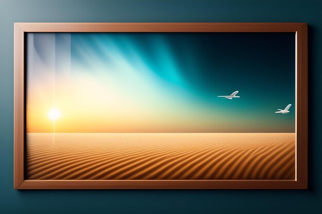 Uma foto de um deserto com um pássaro no horizonte