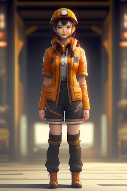 Foto grátis uma garota em uma jaqueta laranja com a palavra fogo nela