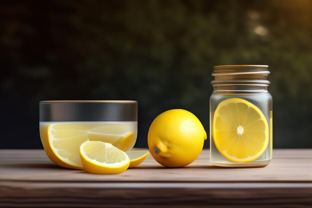 Foto grátis uma jarra de vidro com água de limão ao lado de uma jarra de limonada.