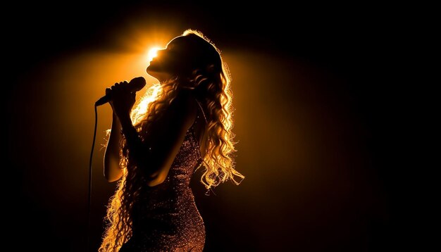 Uma jovem cantando sensualmente no palco gerado por IA