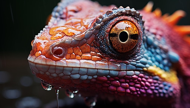 Foto grátis uma lagartixa fofa com escamas verdes olhando para a câmera gerada pela inteligência artificial