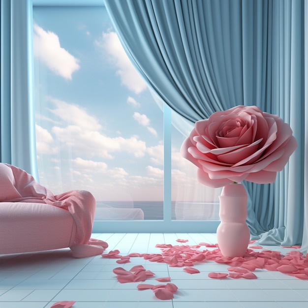 Foto grátis uma linda flor de rosa 3d