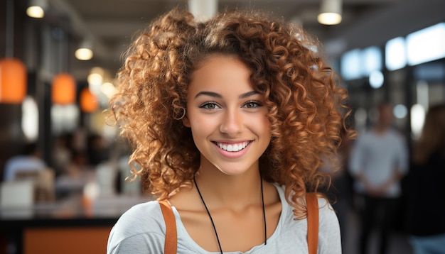 Foto grátis uma linda mulher sorrindo olhando para a câmera com confiança gerada pela inteligência artificial