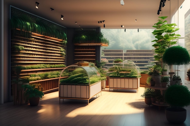 Foto grátis uma loja com plantas e uma vitrine que diz 'plantas'