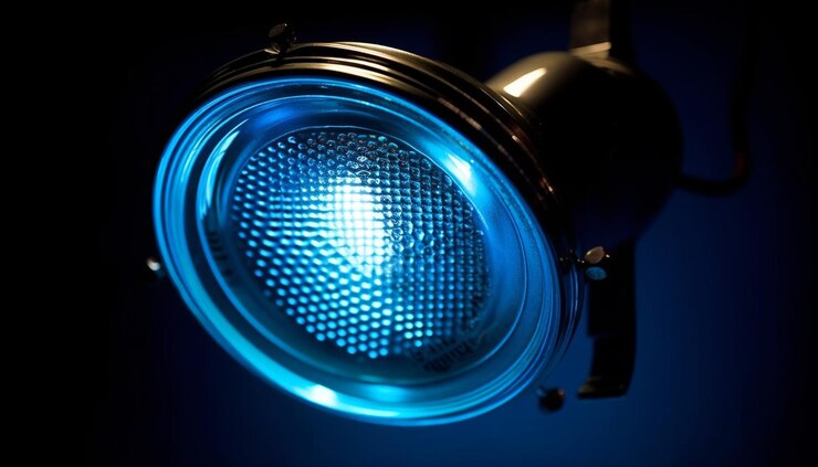 Foto grátis uma luz azul na frente de um fundo azul