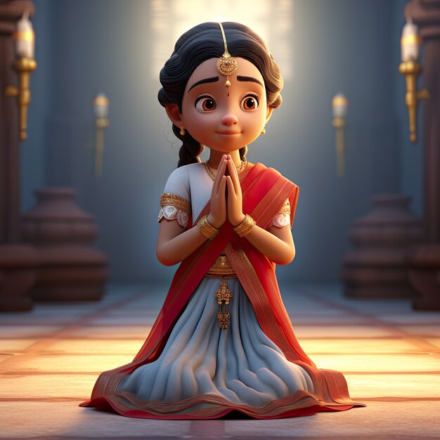 Uma menina a rezar.