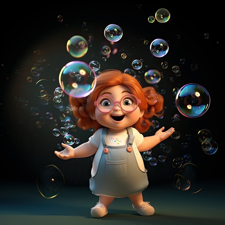Foto grátis uma menina com bolhas de sabão.