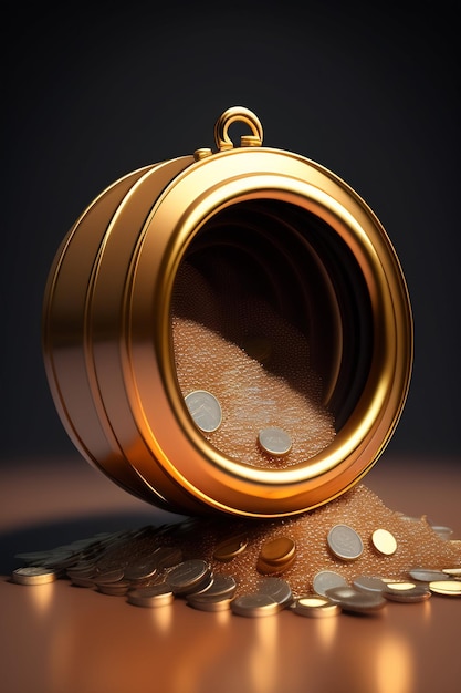 Foto grátis uma moeda de ouro está caindo sobre uma pilha de moedas.